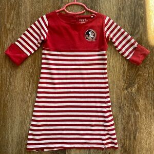 FSU Girls 5T Burgundy and Cream Striped knit Dress